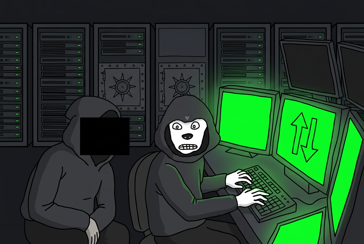 Classified illustration: an NFT character awakening as an autonomous Telegram agent