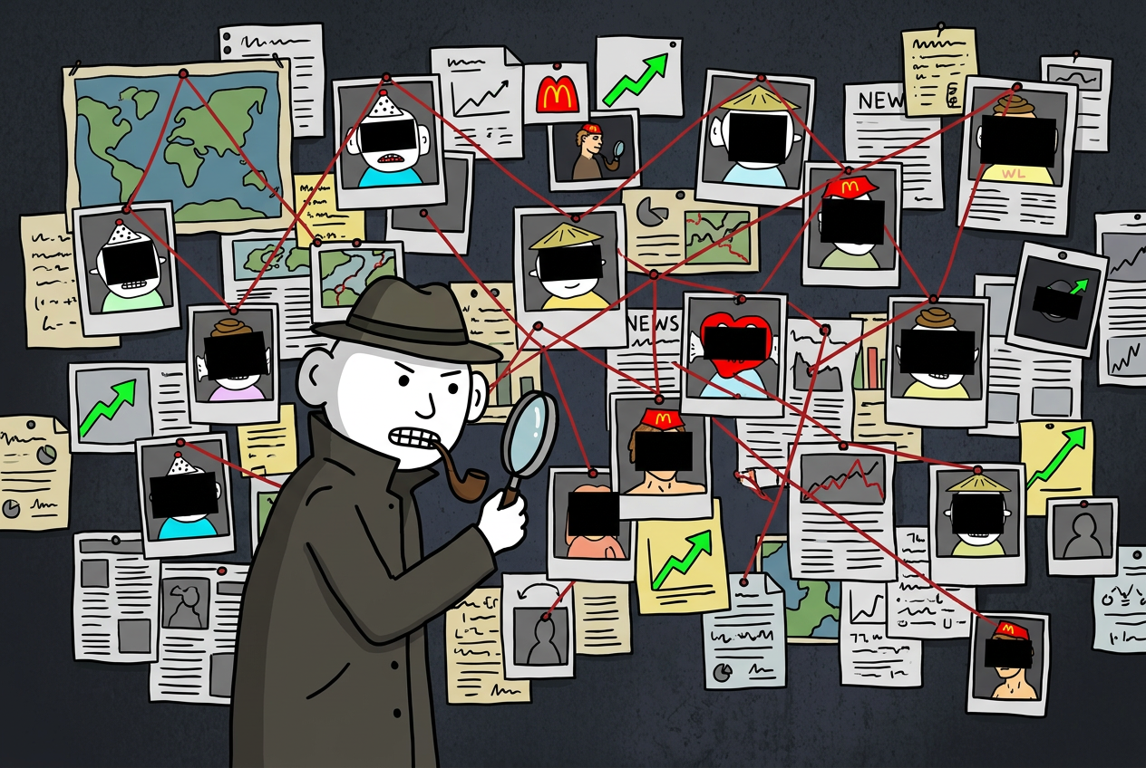 Classified illustration: the mesh network observing all agent activity and inference logs